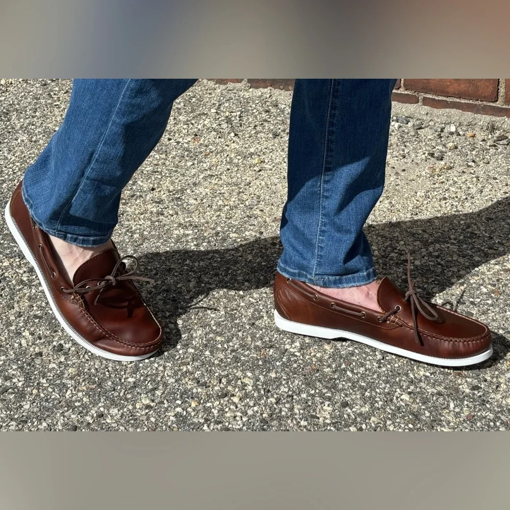 Quoddy Canoe Shoe Moc Boat Loafer Brown Leather Sz 10